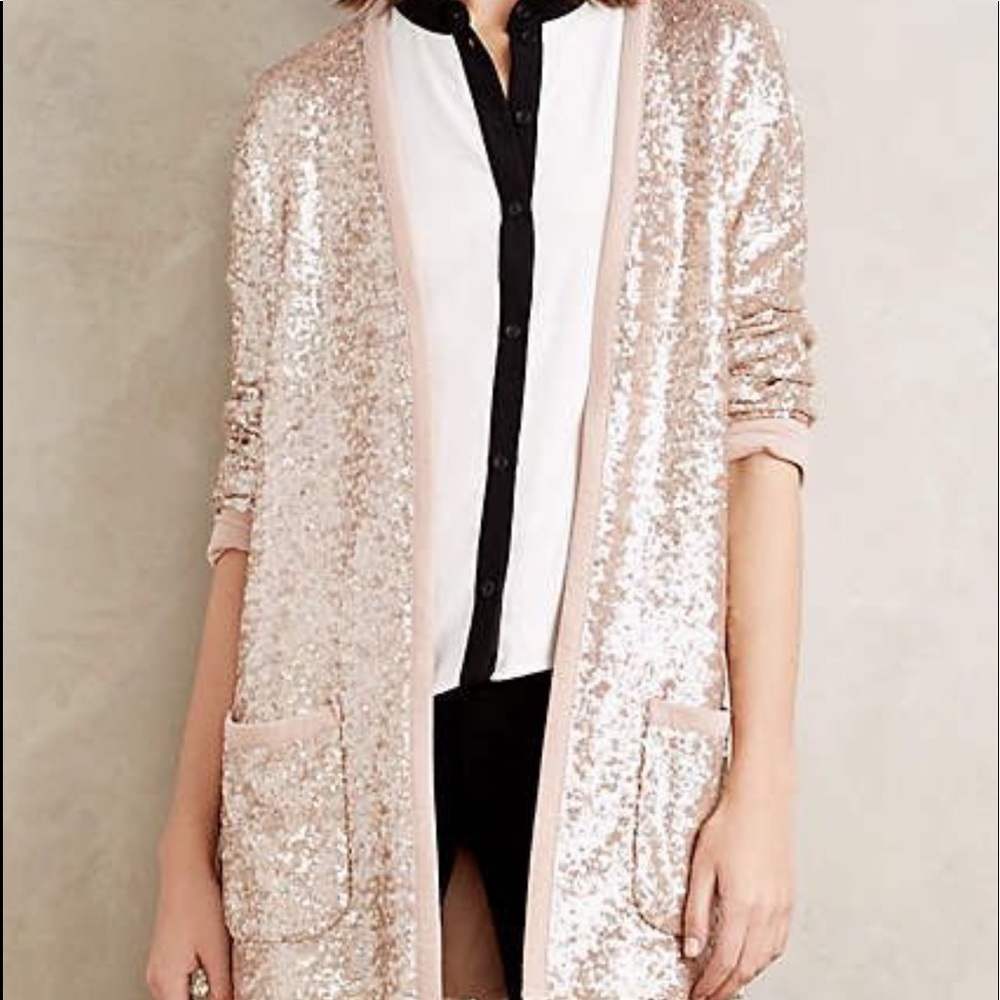 Tracy Reese Rose Gold Sequin blazer/jacket sz S HOLIDAY/ NEWYEARS